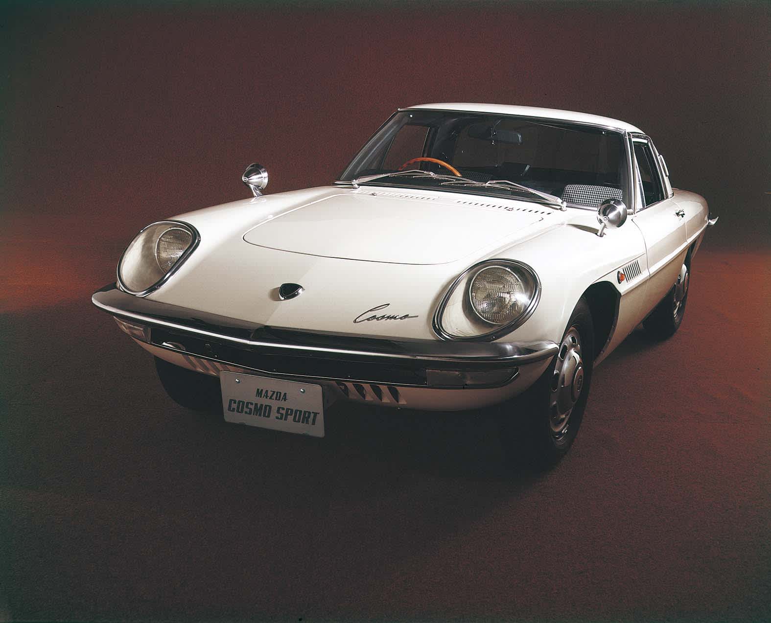 A white 1960s Mazda Cosmo car