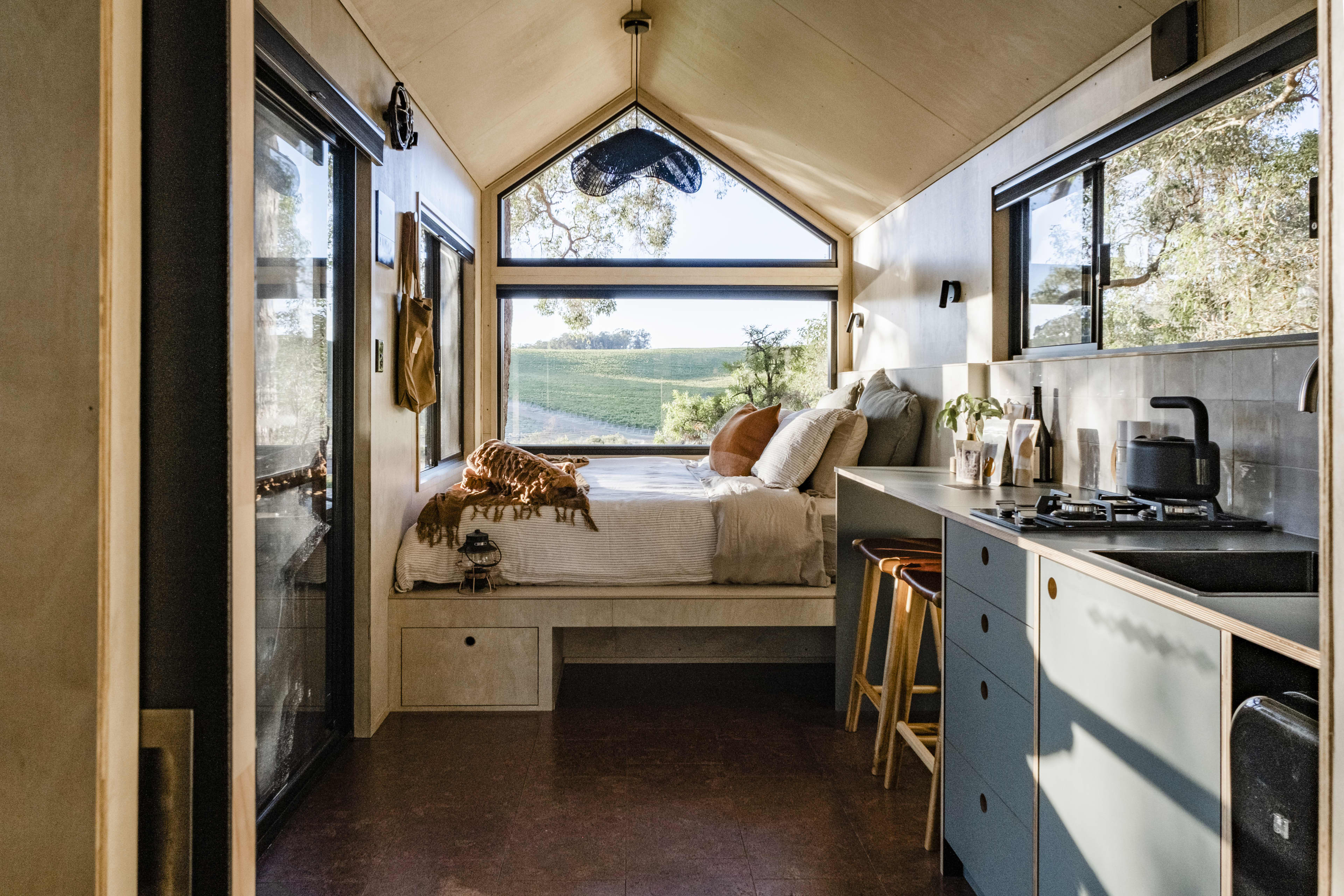 The interior of a Henry Hidden Cabin in Ferguson Valley