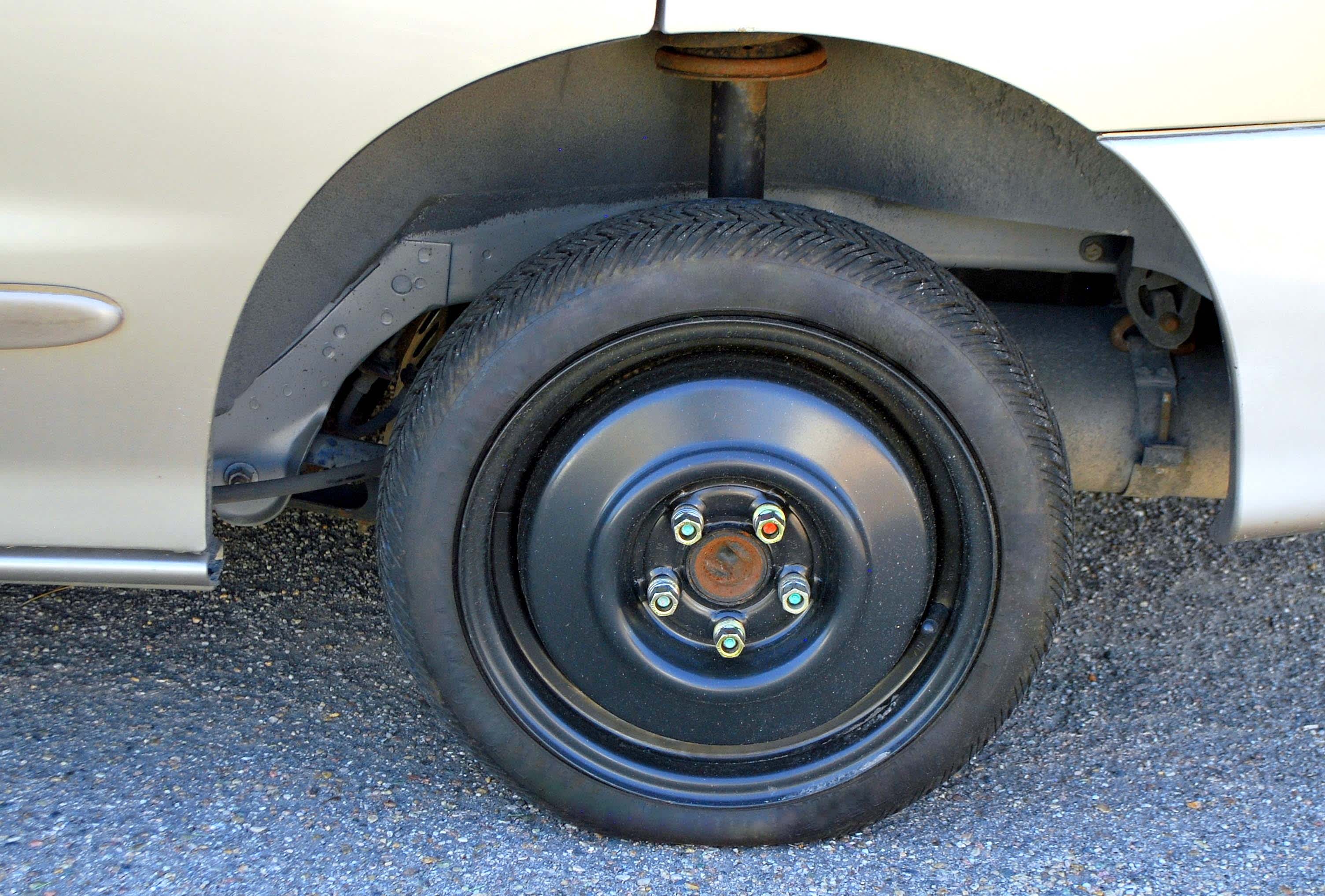 A space saver tyre fitted to a car