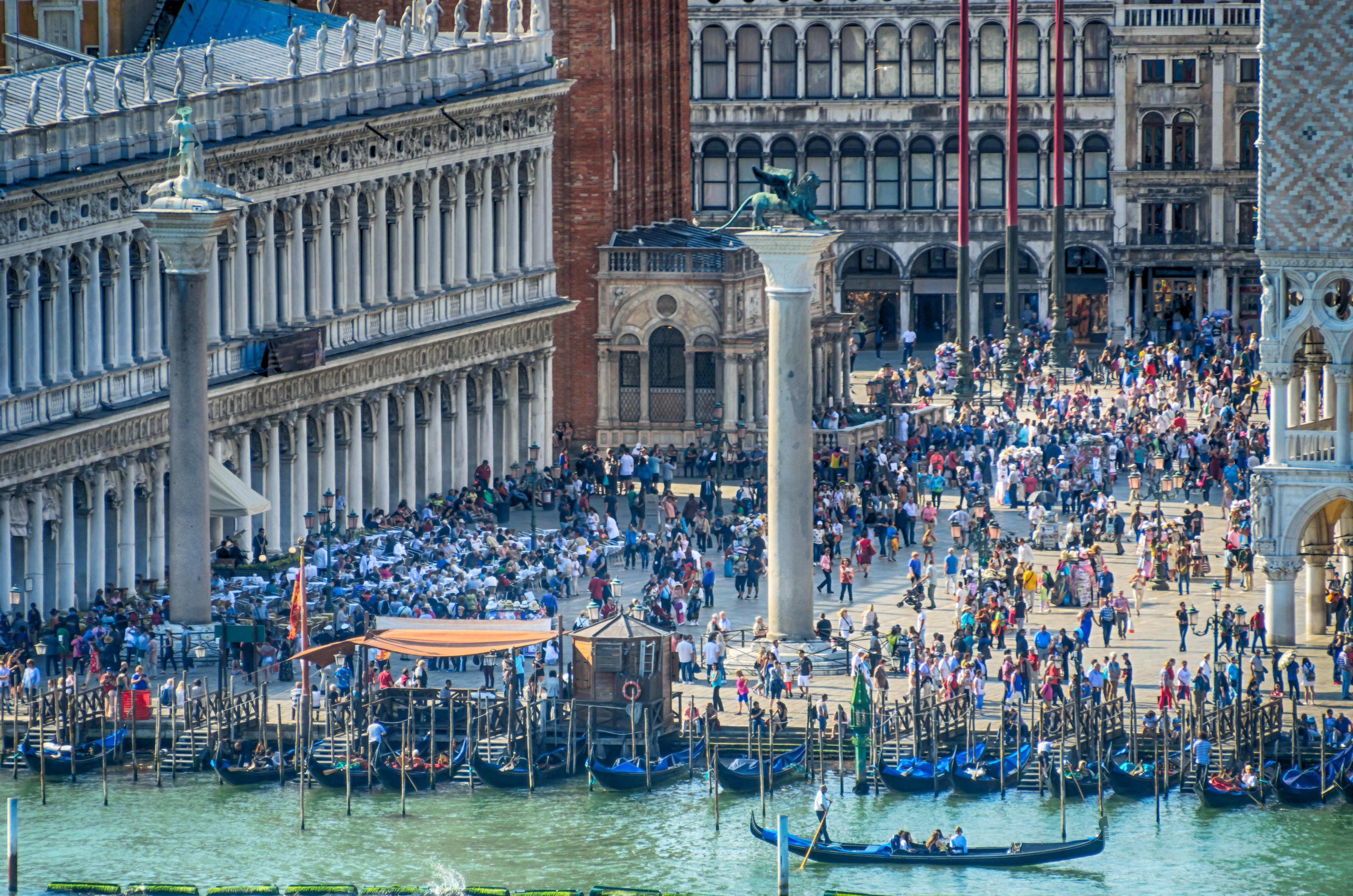 Crowds at St Mark's Plaza in Venice, Italy