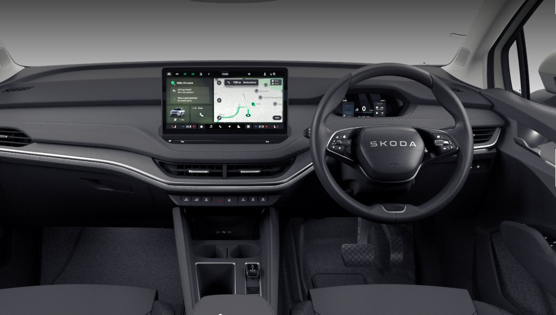 The interior of a Skoda Enyaq EV