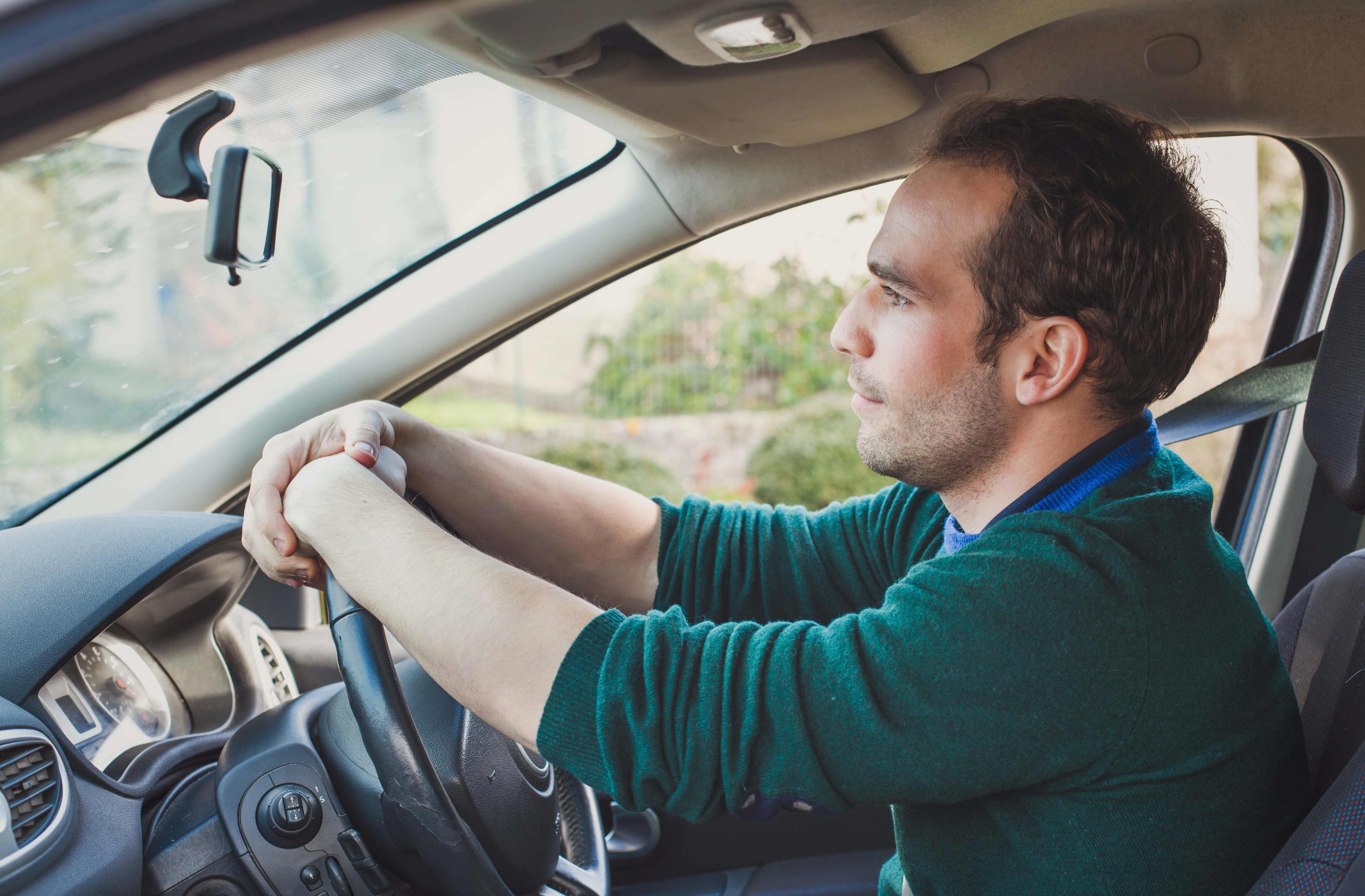 A driver stuck in traffic