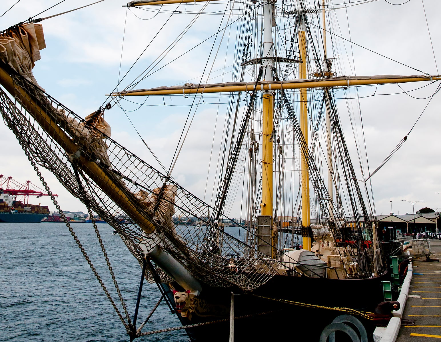 The STS Leeuwin II in its berth in Fremantle Port