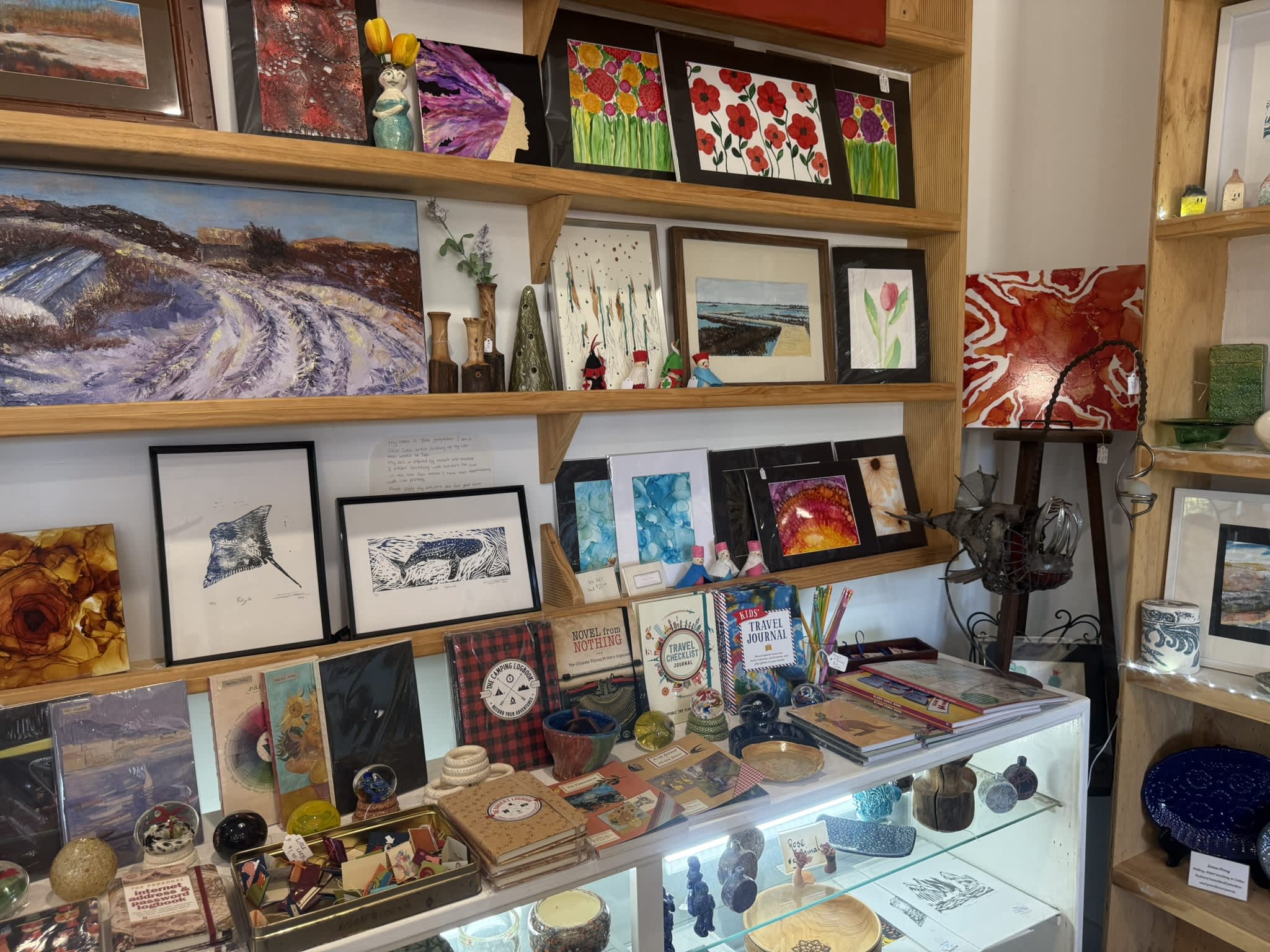 Shelves of artists' wares inside the Artists Den