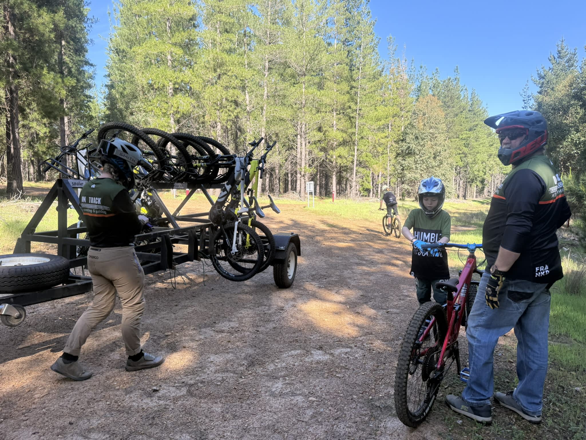 Mountain bike riders preparing to ride