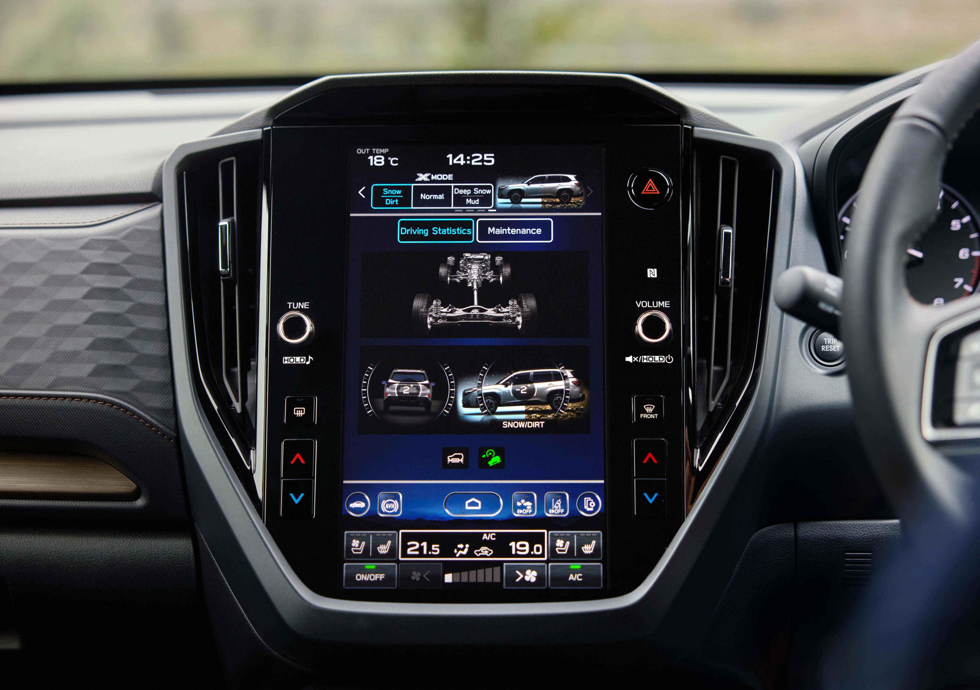 The dashboard display in a Subaru Forester