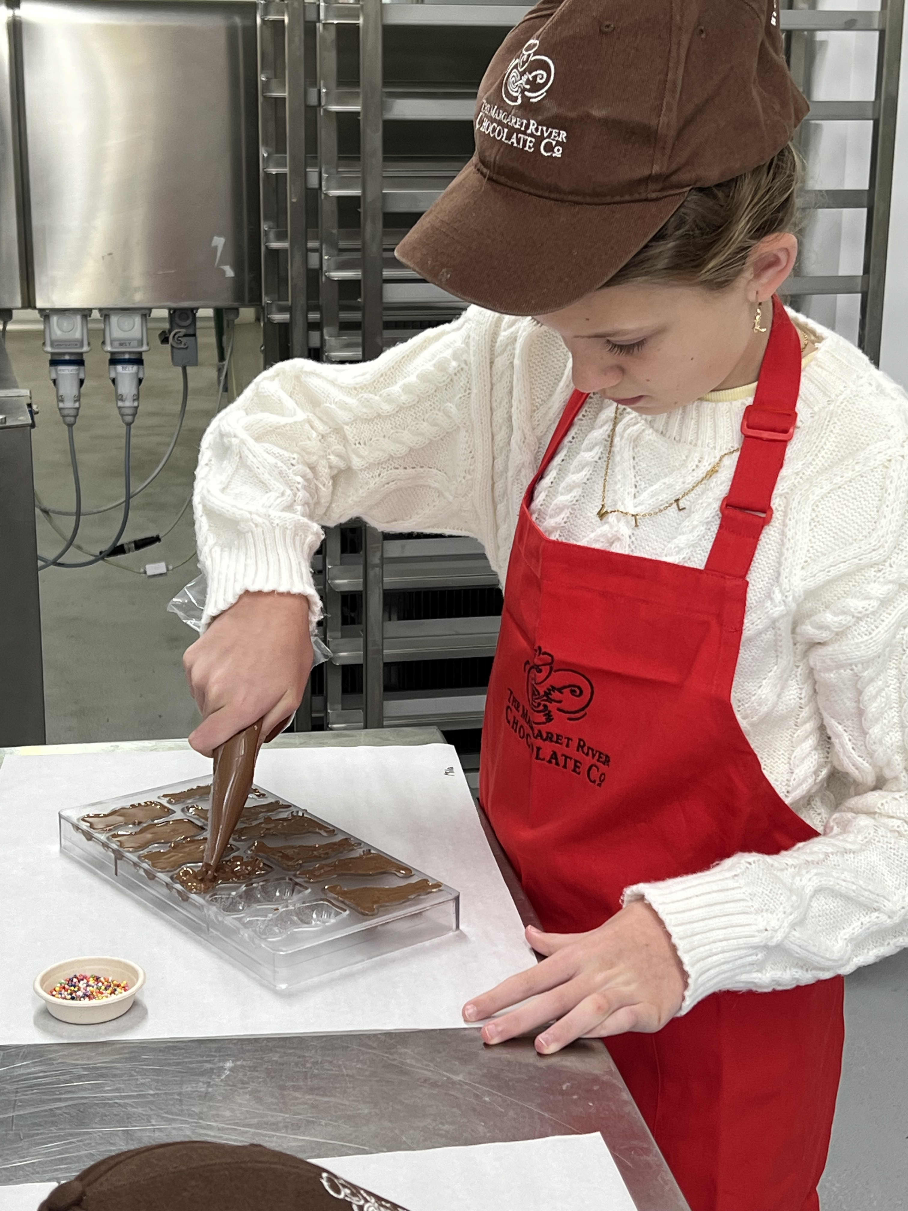 Boy making chocolate