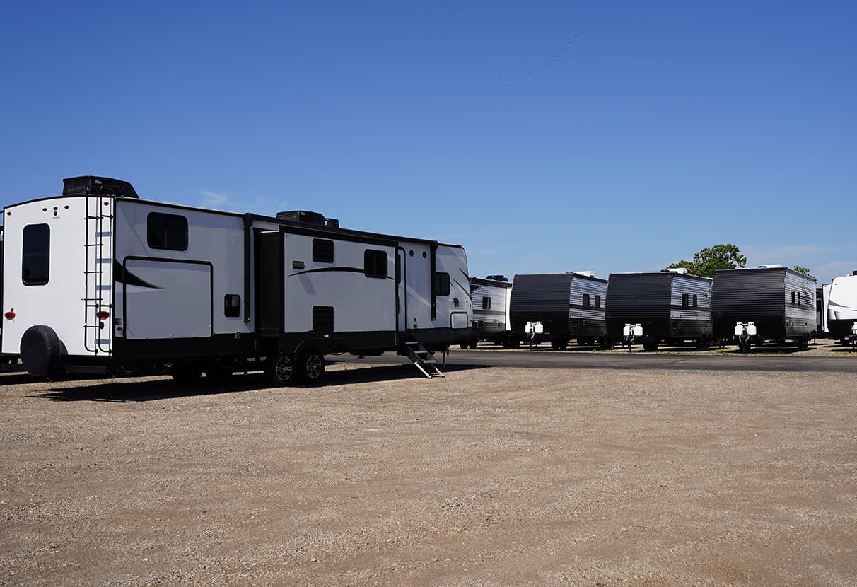 A number of new caravans on display