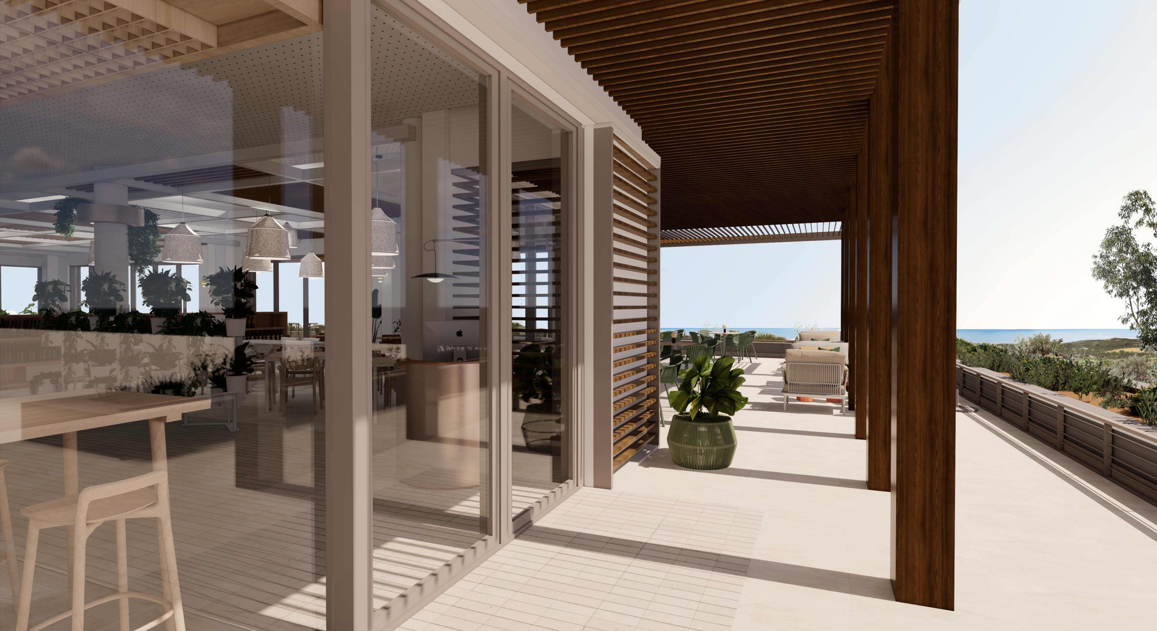 A rendering of the outdoor area at RAC Ningaloo Reef Resort's Club House