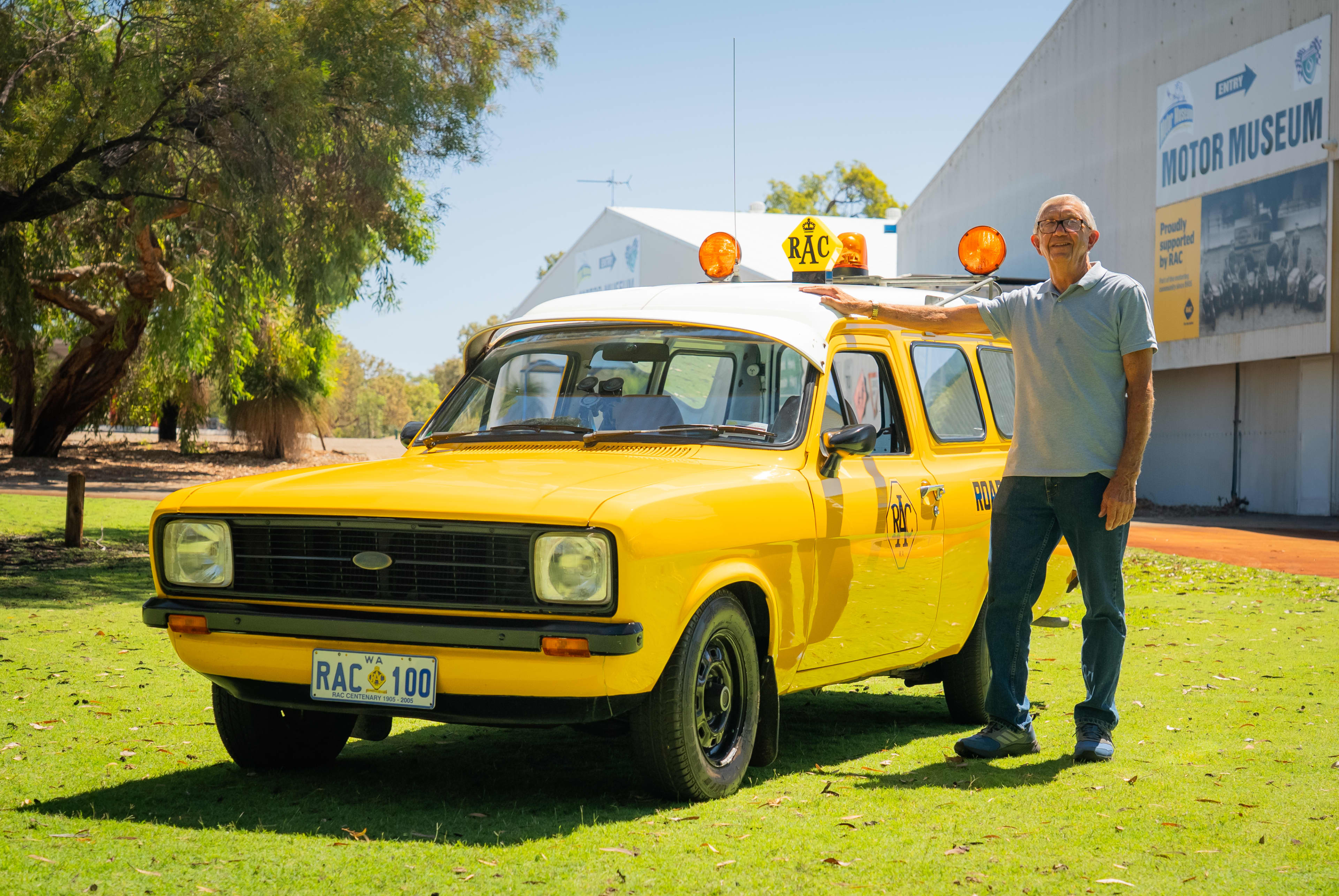 RAC Patrol Allan Vane stands next to his old Ford Escort patrol van