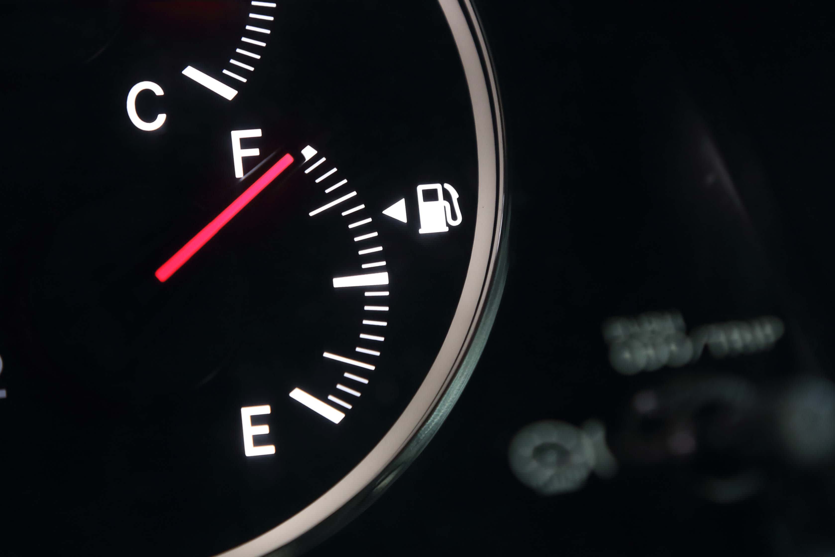 A close up of a fuel tank gauge