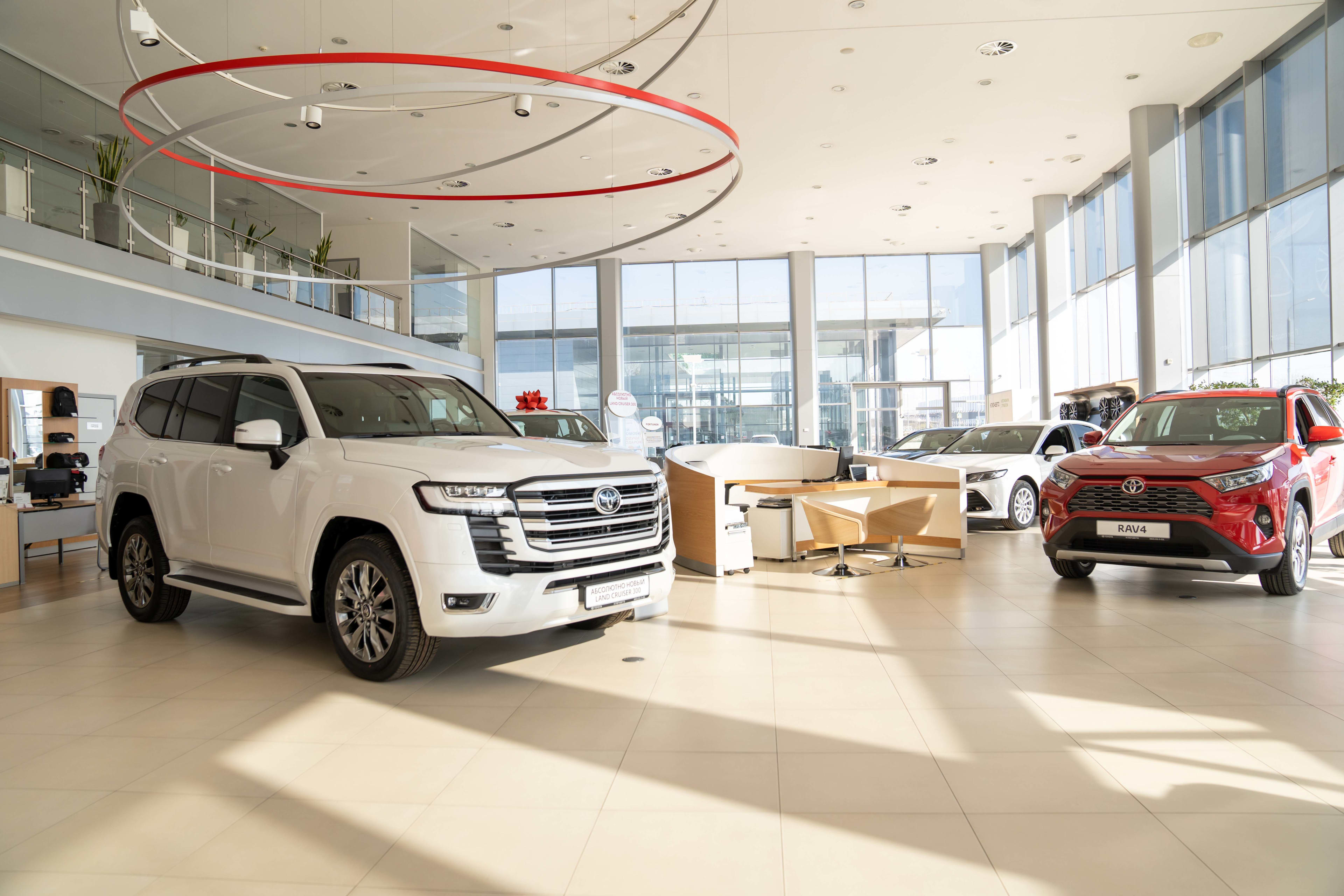 Cars inside a new car showroom