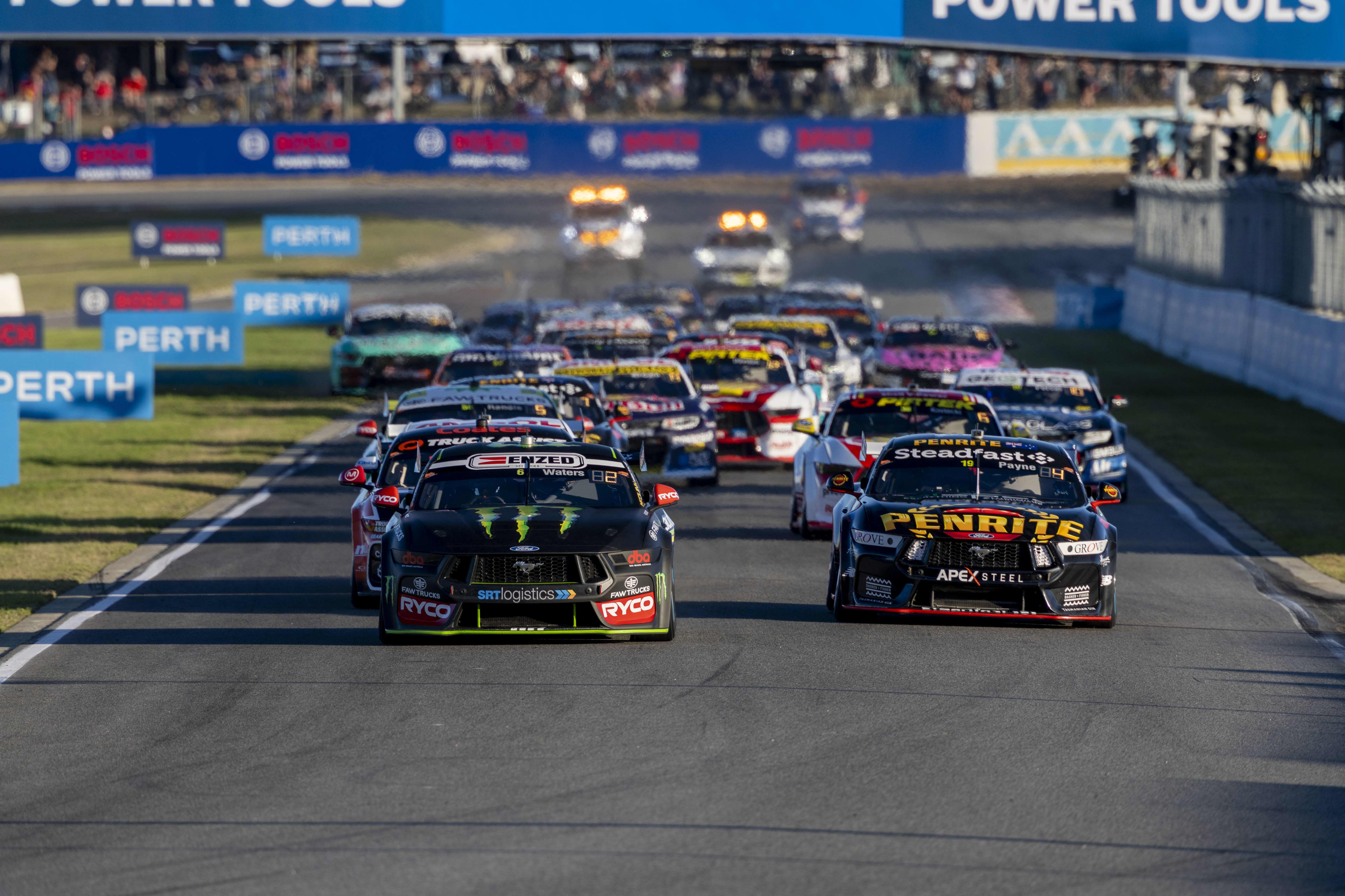 Supercars on race track