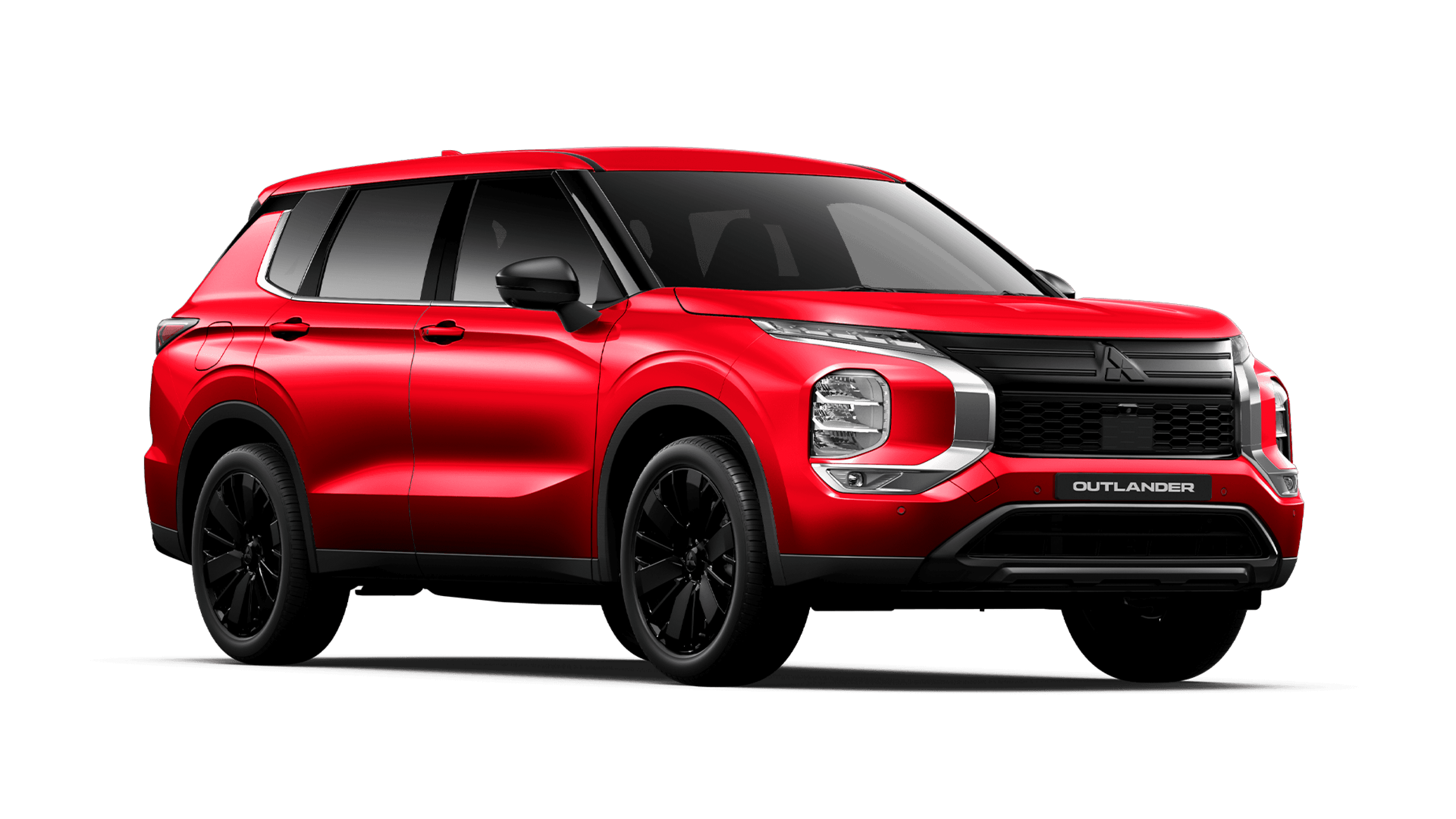 A red Mitsubishi Outlander