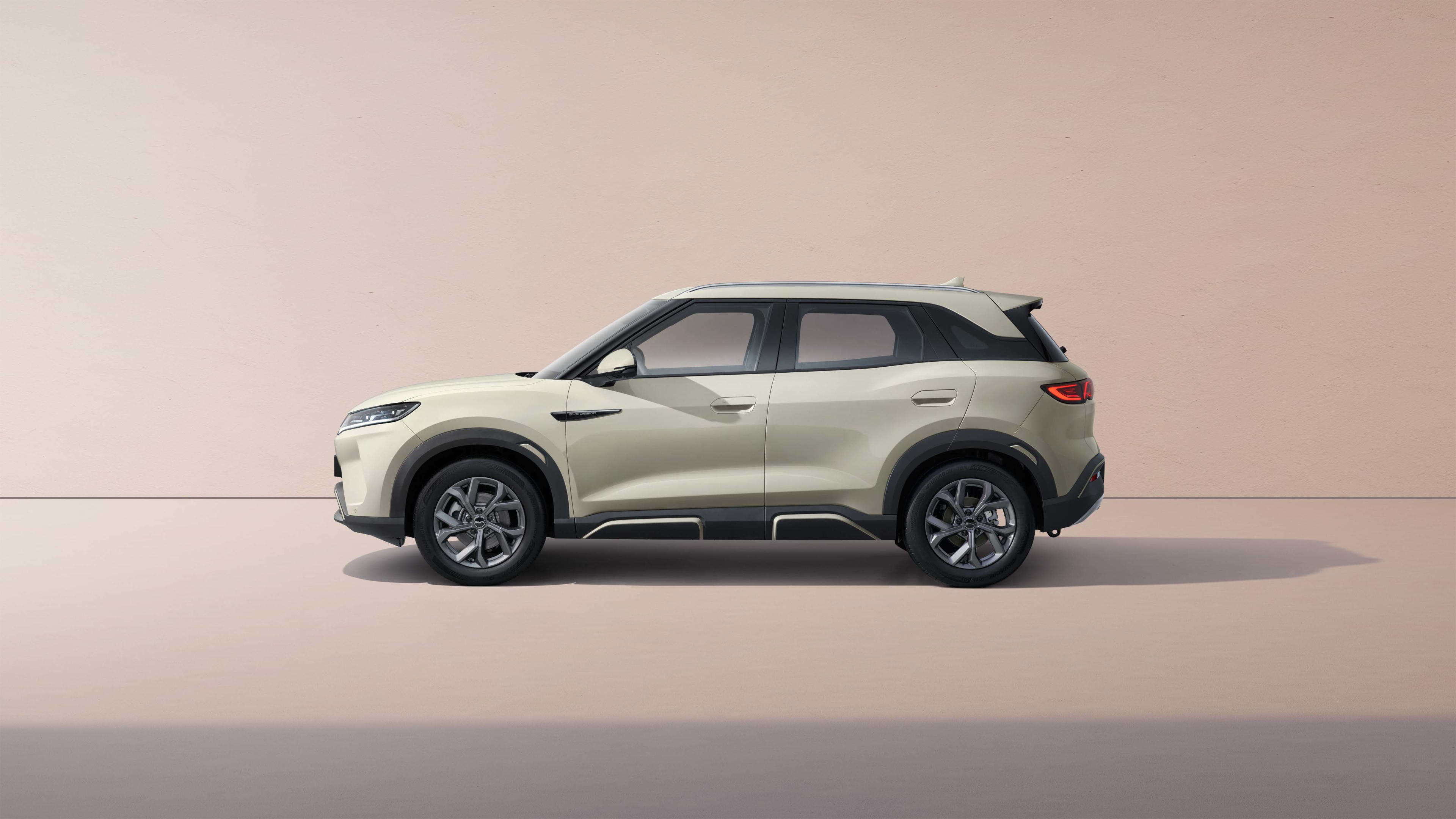 A BYD Atto 2 EV SUV in a studio setting
