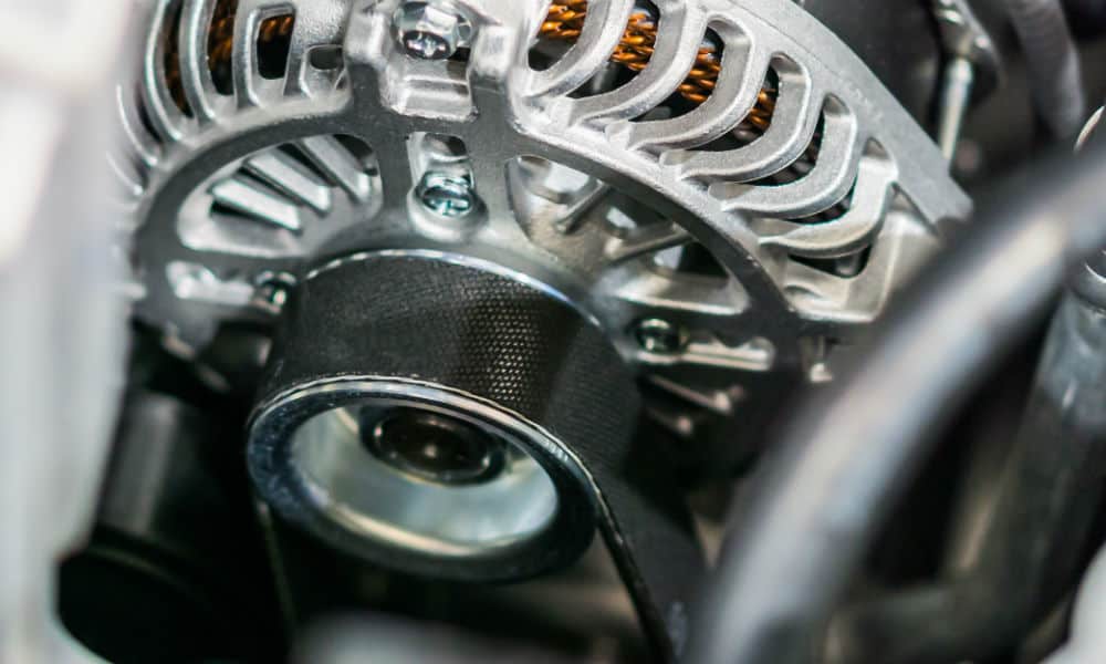 An alternator and fan belt