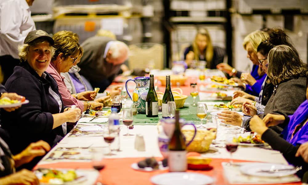 People eating together at a table