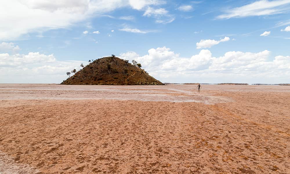 Lake Ballard with a sculpture in the distance