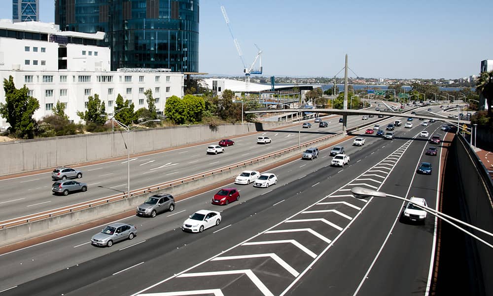 Perth freeways through the CBD
