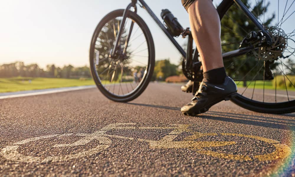 Cyclist on bike path