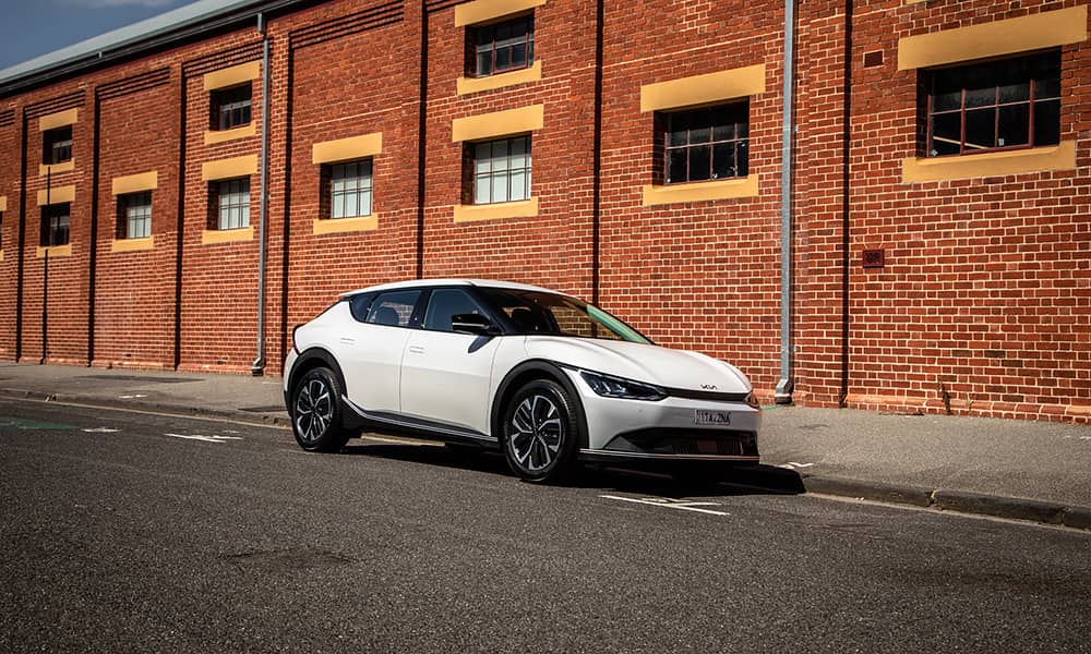 A white Kia EV 6