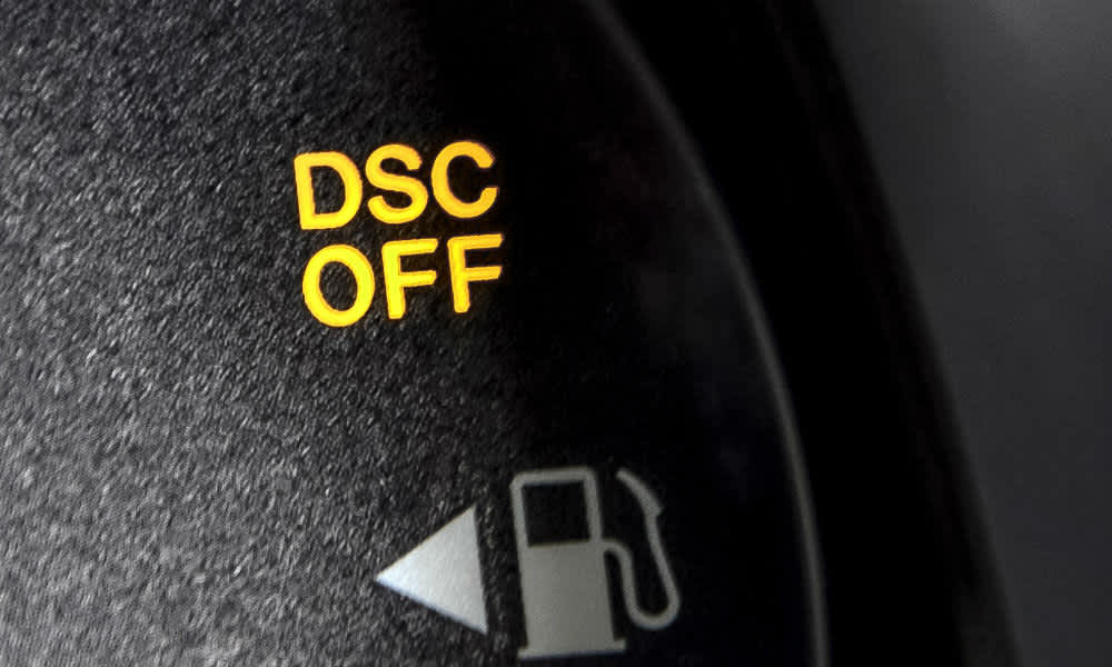 A dashboard with notification lights