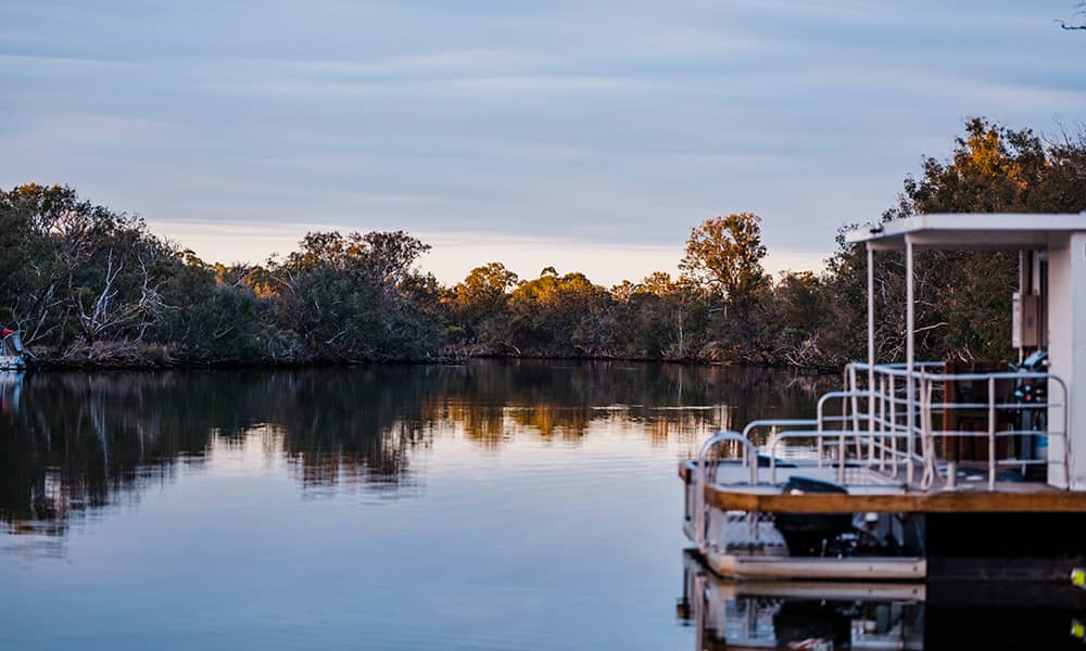 Houseboat on still water