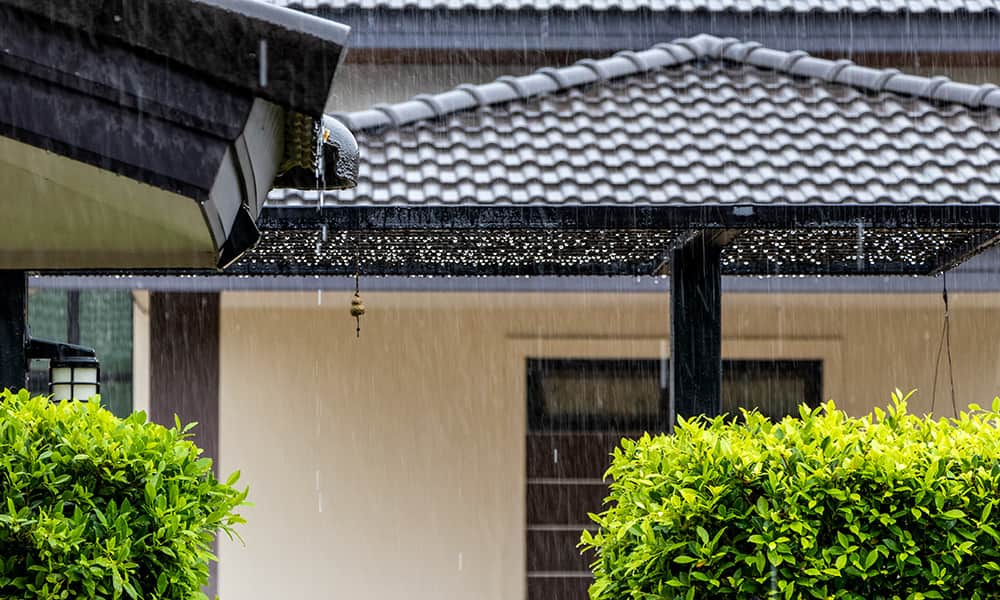 Rain pelting against a roof