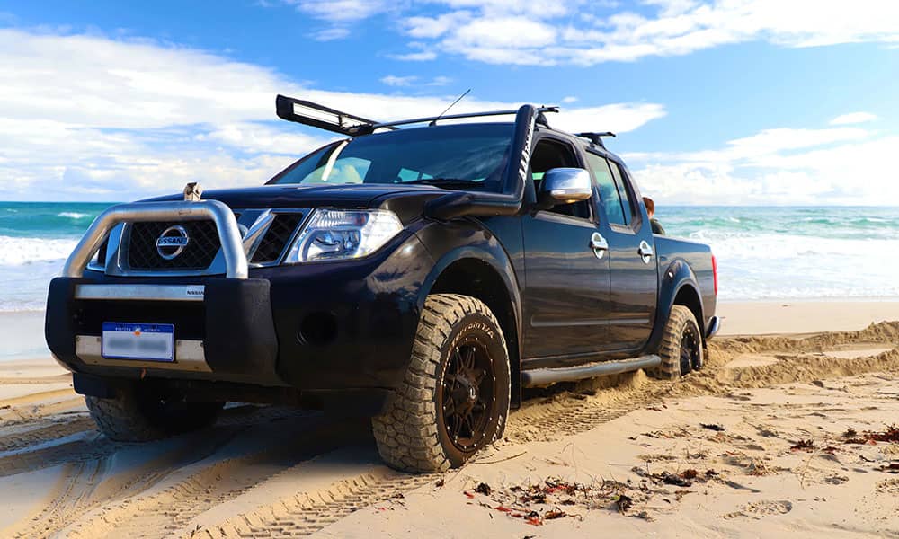 Vehicle bogged on the beach