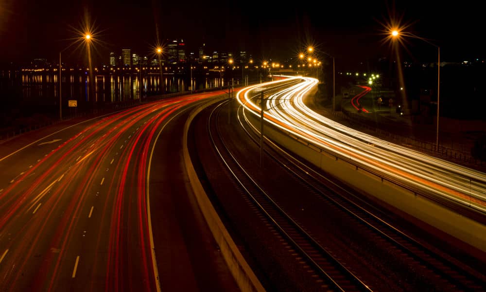 Perth freeway at night