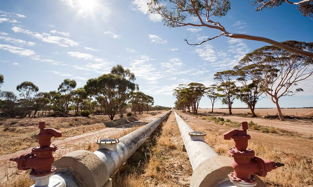 The Goldfields water pipeline in the sun
