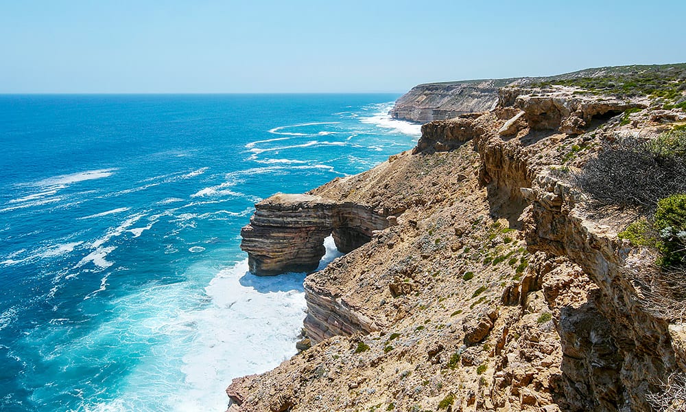 The sea cliffs along the coast at Kalbarri National Park