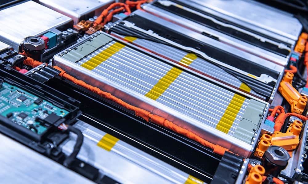 Close-up of lithium ion batteries