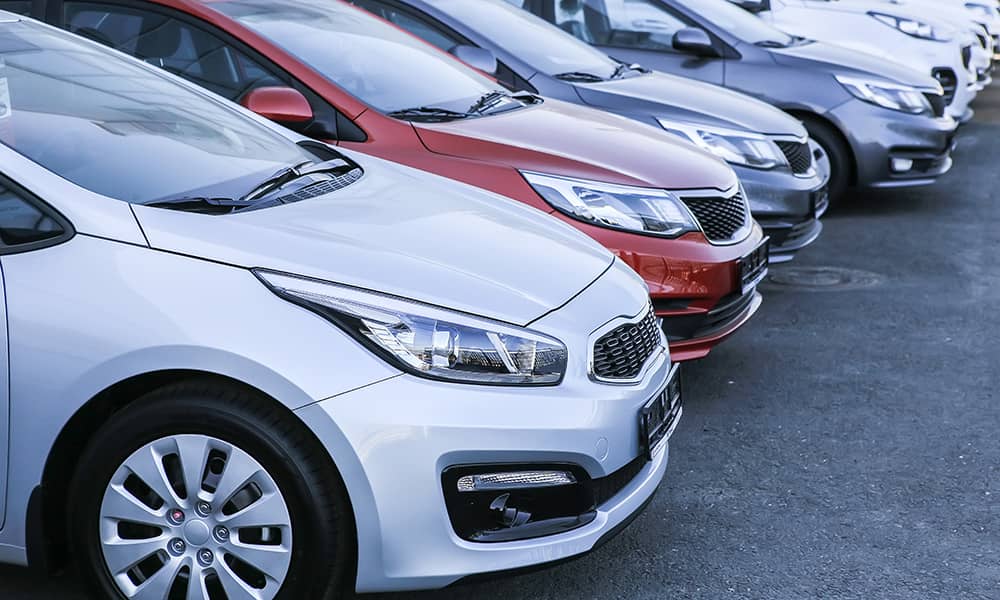 Row of cars in a car yard