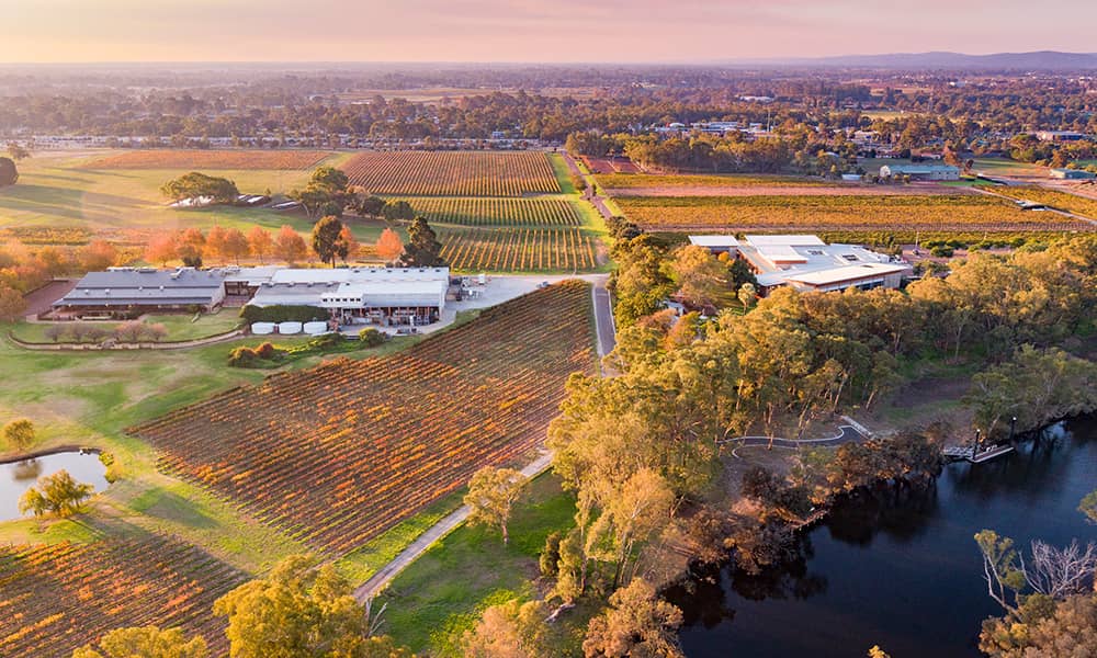 Aerial image of Sandalford winery