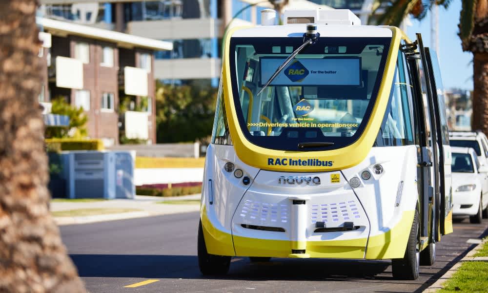 Intellibus at bus stop in South Perth