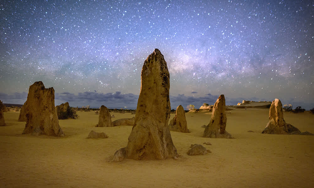 Image of the Pinnacles under the night sky