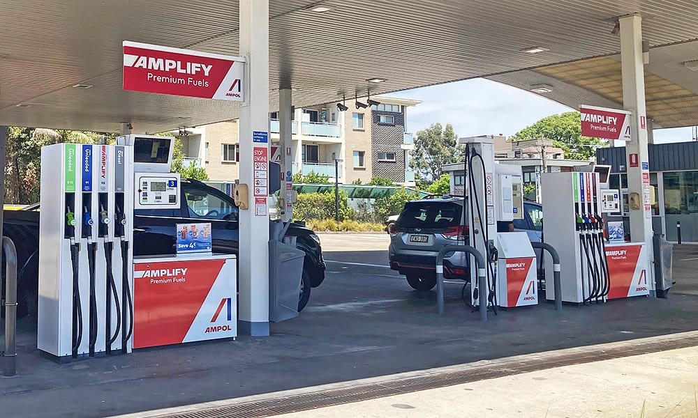 A fuel station forecourt