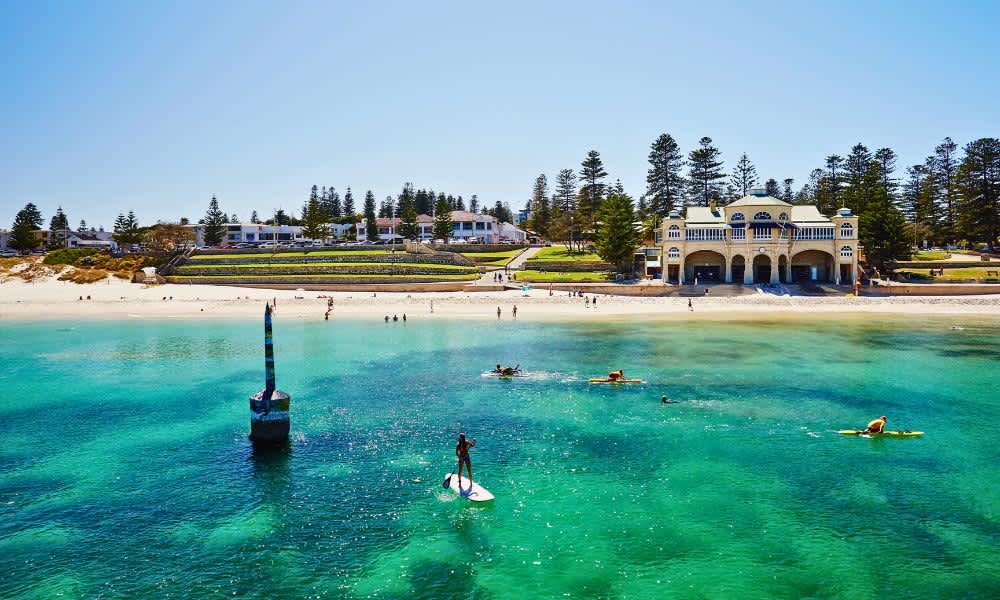 Turquoise waters of Cottesloe Beach on a sunny day