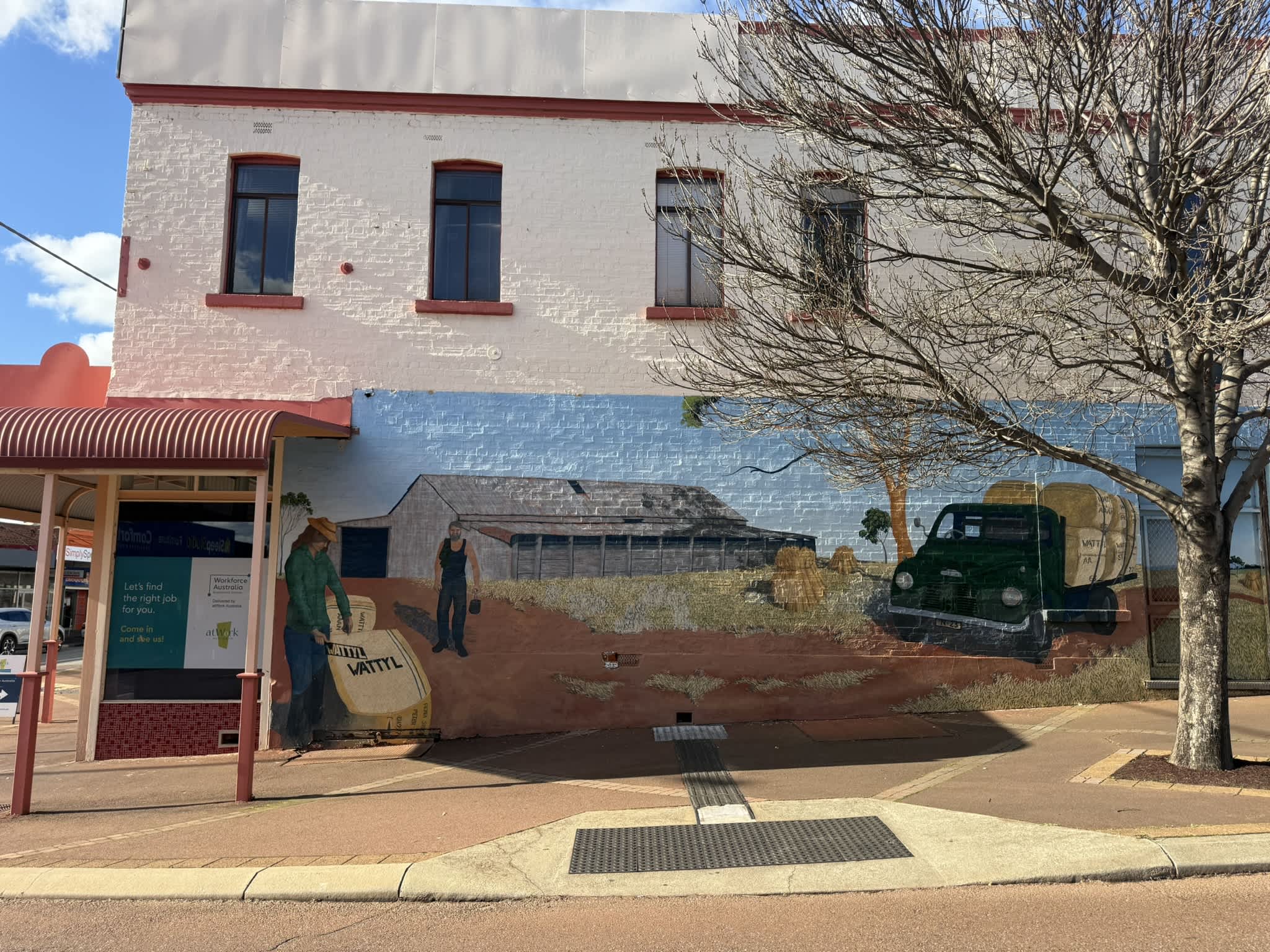 A mural painted on a Northam building