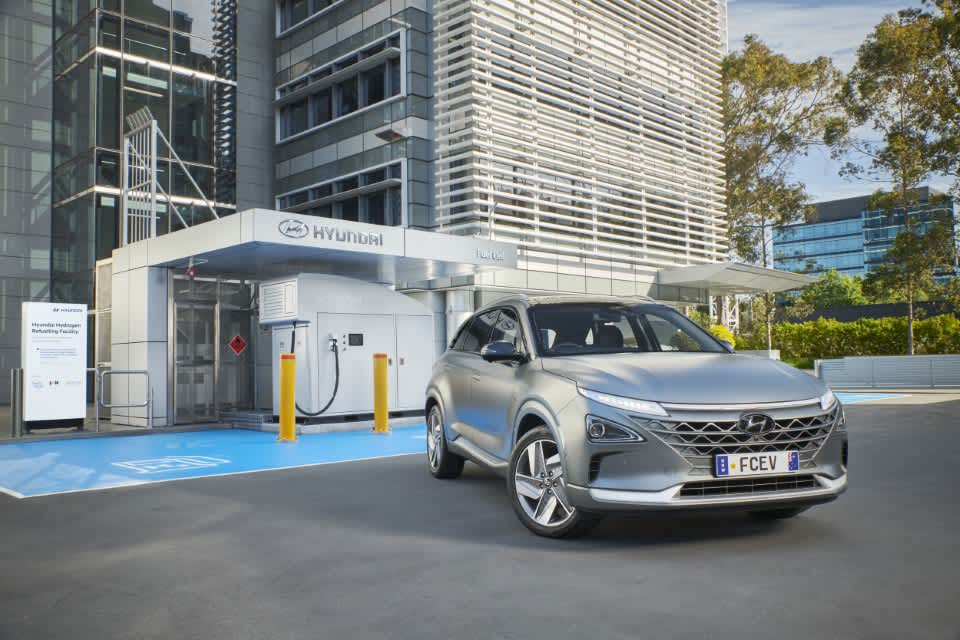Care charging at Hyundai hydrogen refuelling station