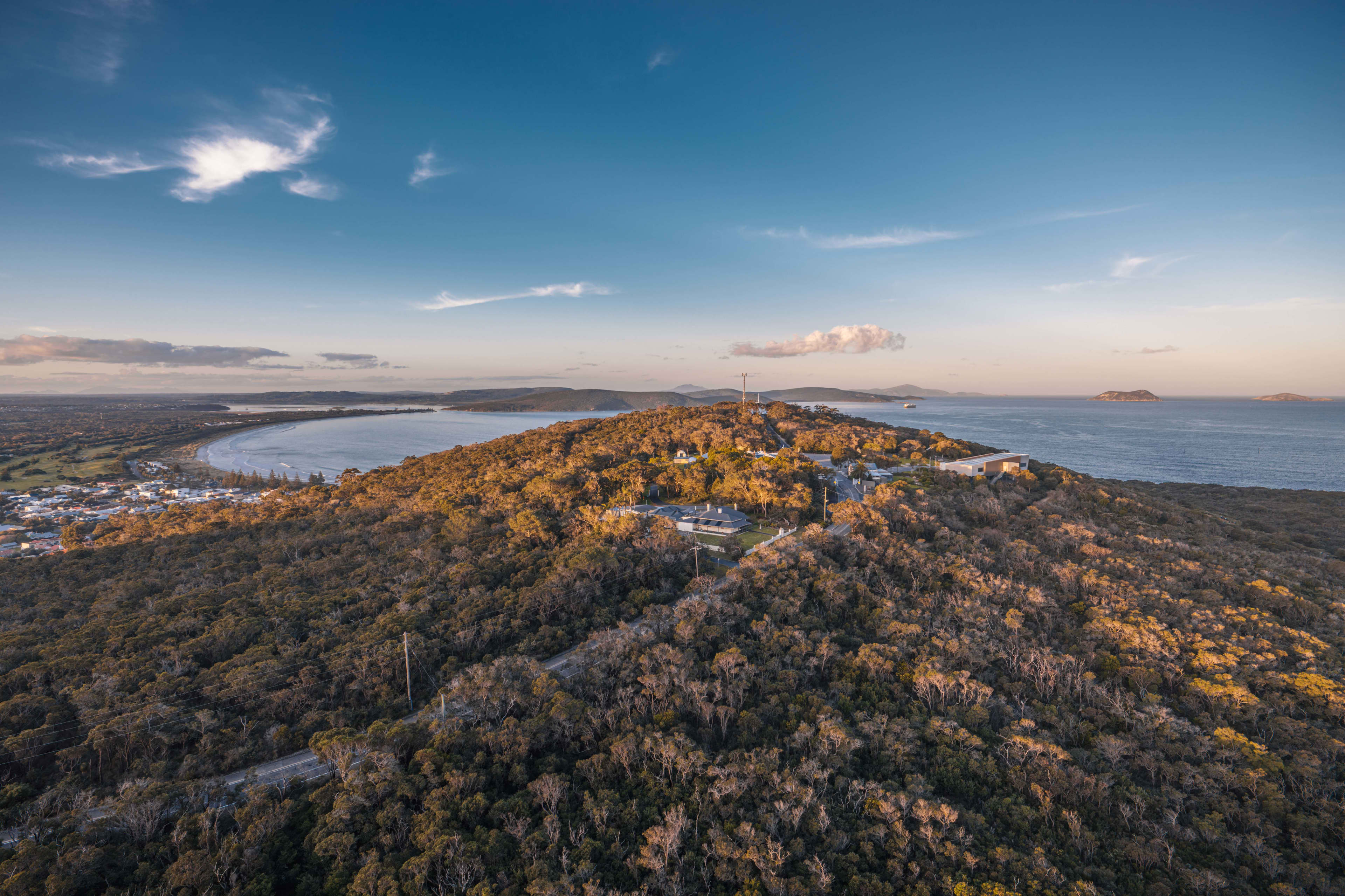 Mt Adelaide aerial view of bushland and Middleton Beach ocean where new trails are being built