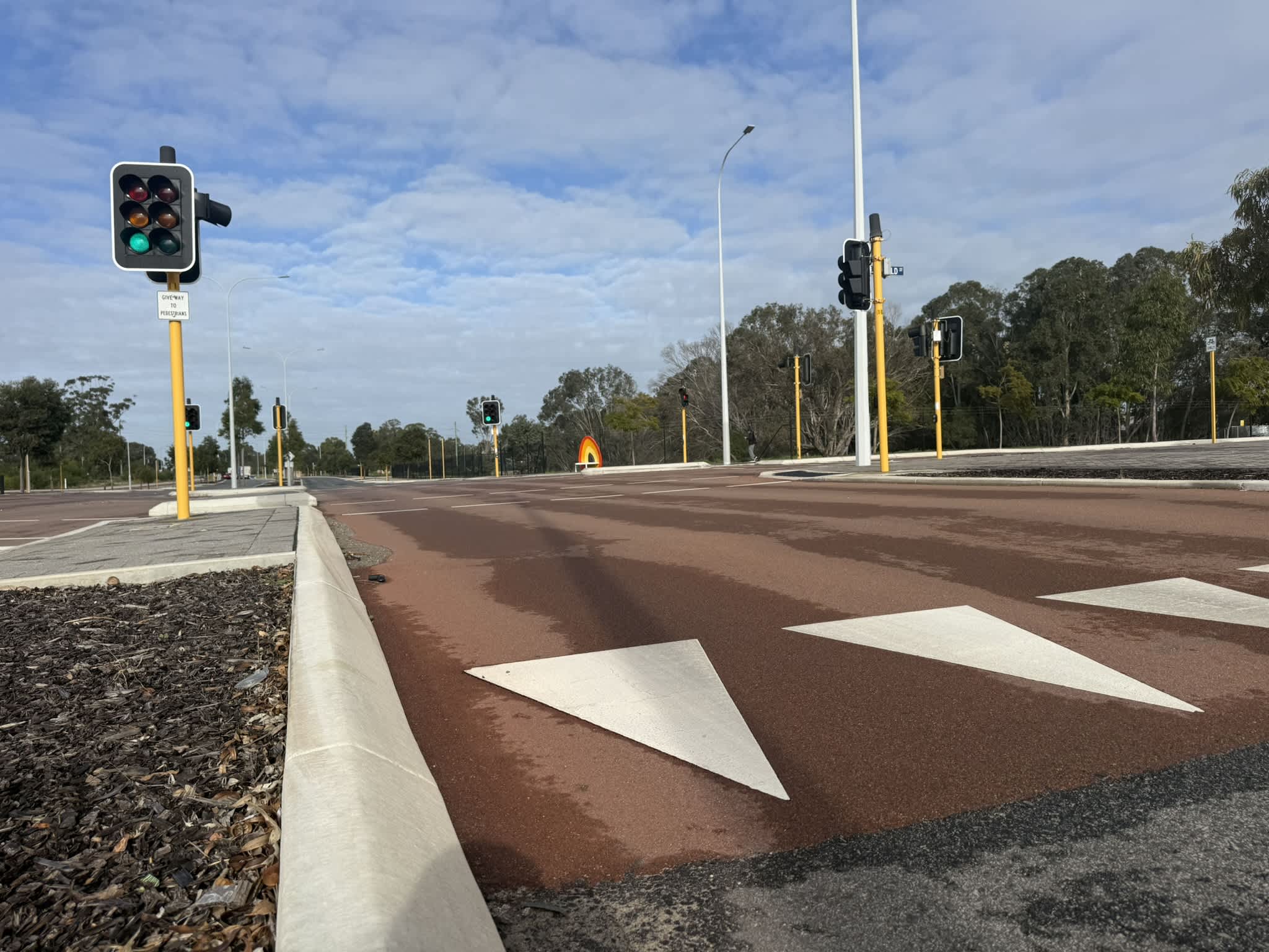 A Raised Safety Platform at a set of traffic lights