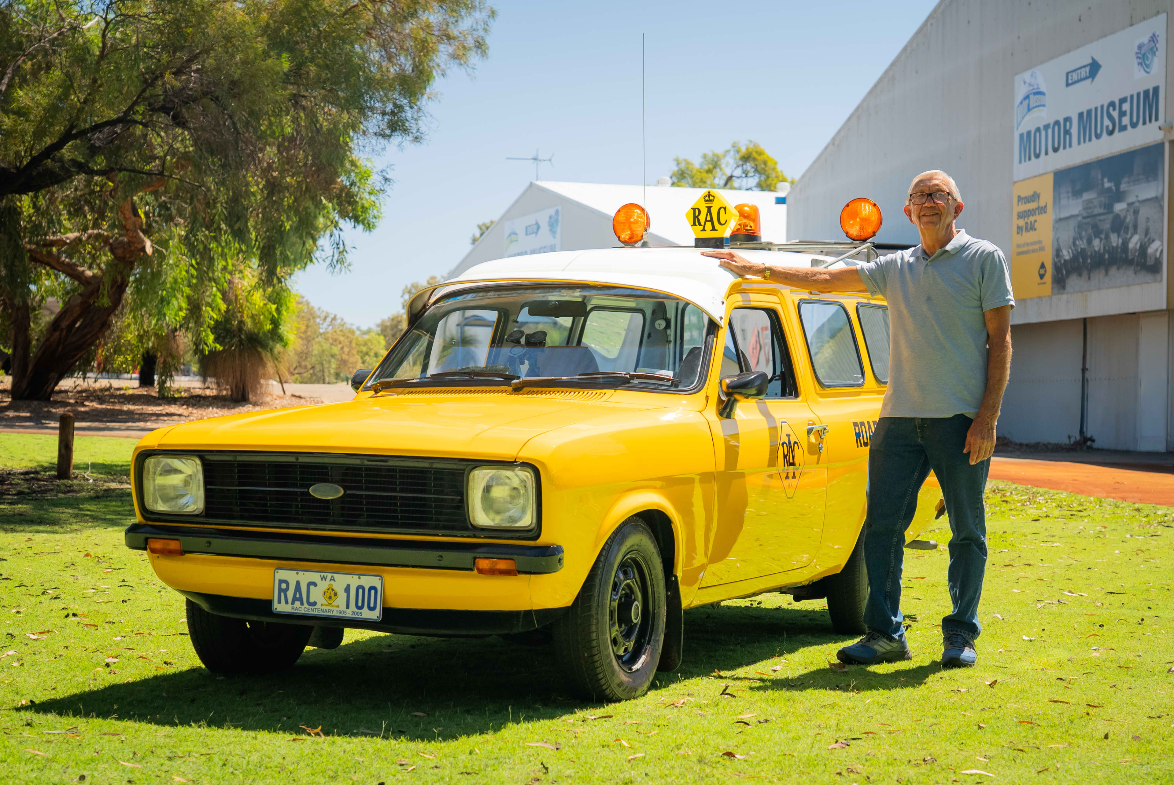 RAC Patrol Allan Vane stands next to his old Ford Escort patrol van