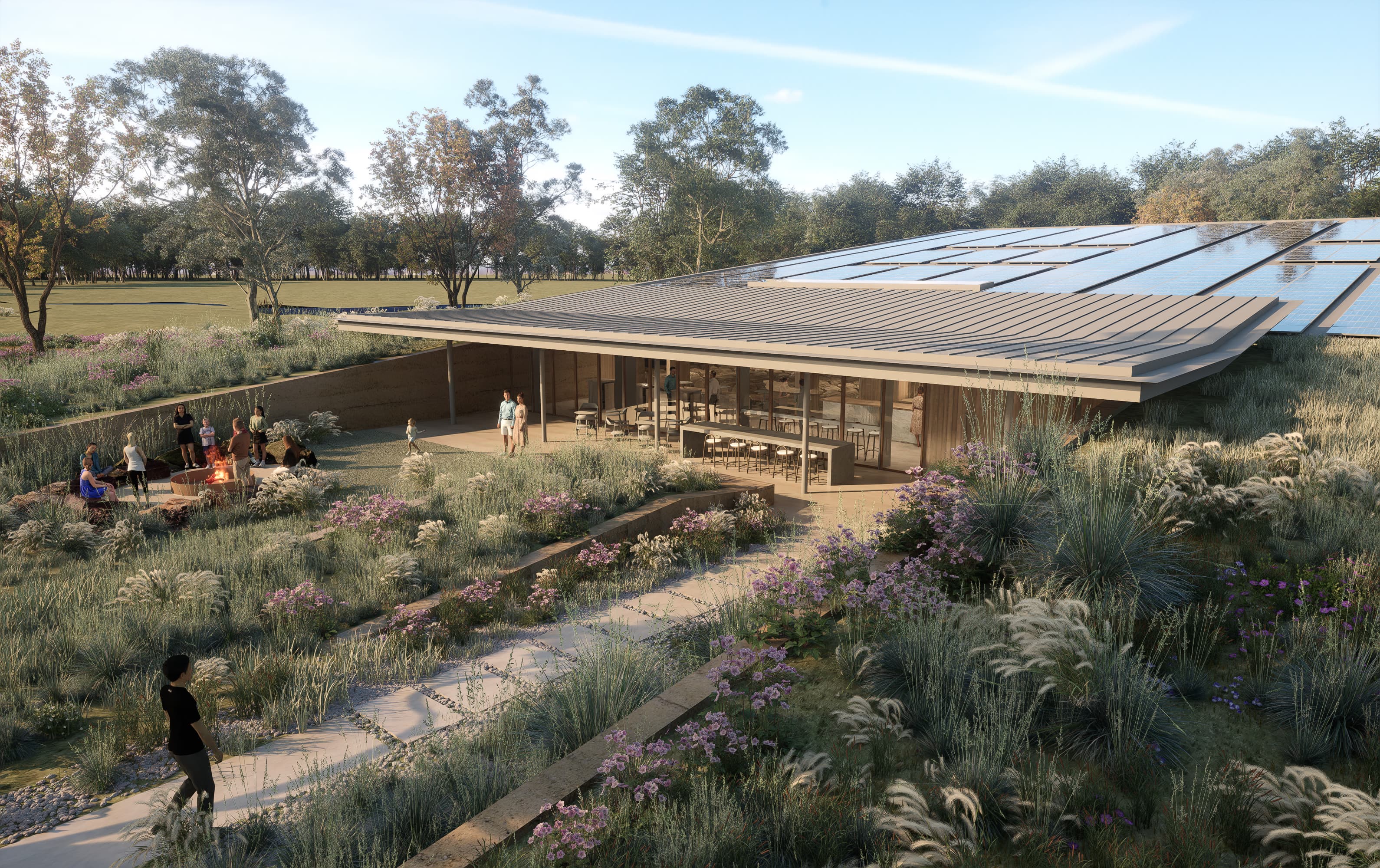 Drawing of Wayfinder winery entrance and surrounding garden