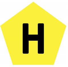 A yellow hydrogen numberplate label